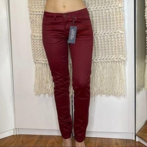Cielo Pants - Cielo Jeans Red Faux Leather Skinny Pants Mid Rise Size 5